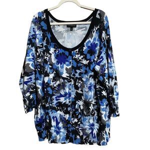 Lane Bryant Womens Plus Size 26 28 Multicolor Floral Print Button Cardigan